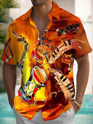 men's music print shirt front view