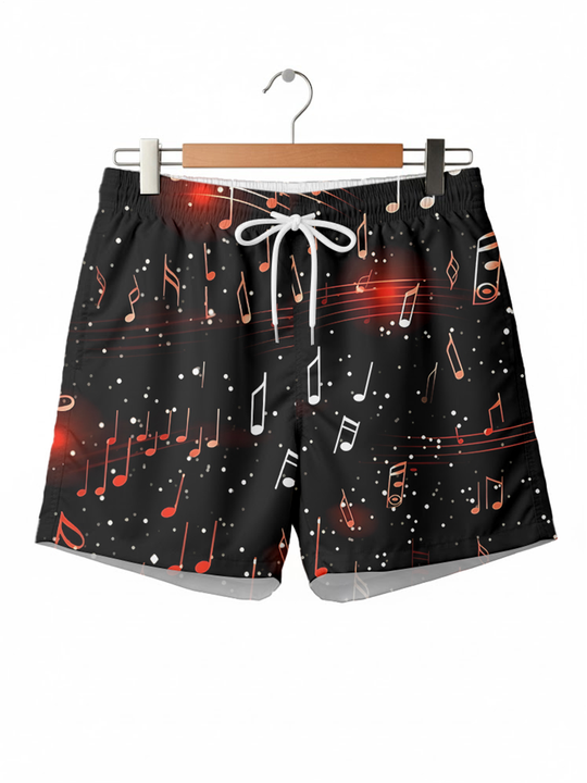 men's music print casual pants front view