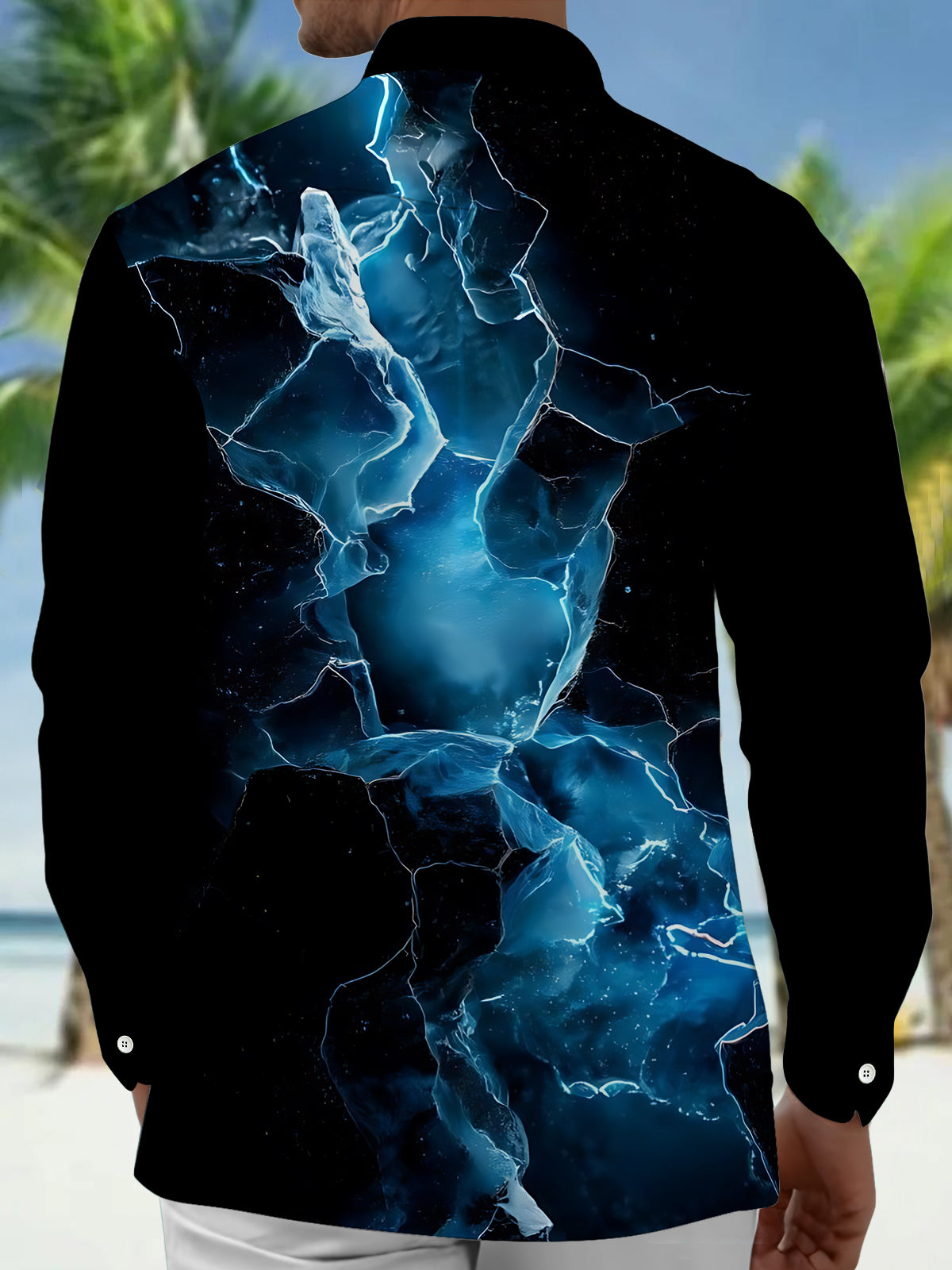 Gradient Print Men's Pocket Long Sleeve Shirts