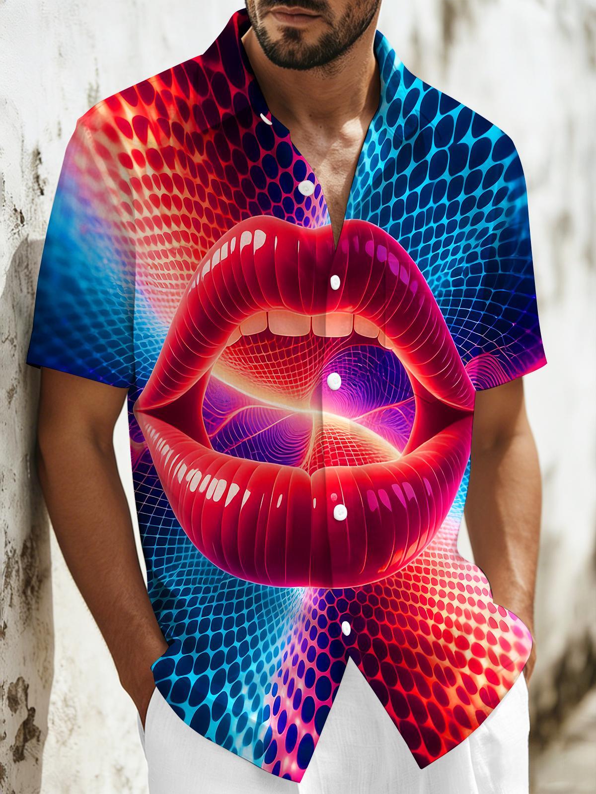 men's neon print shirt front view