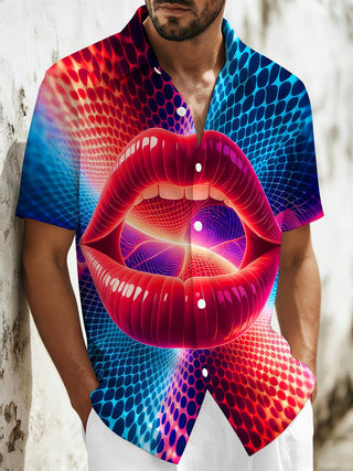 men's neon print shirt front view