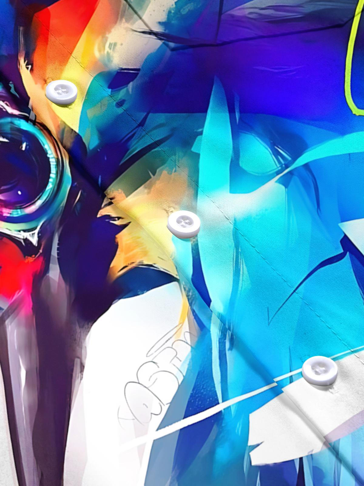 Bird Print Men's Pocket Short Sleeve Shirts