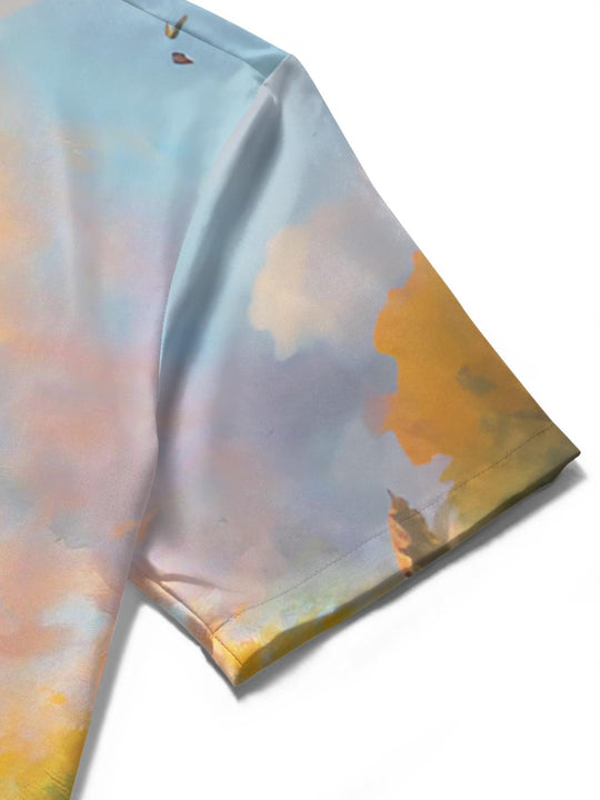 men's printed shirt close-up short sleeve