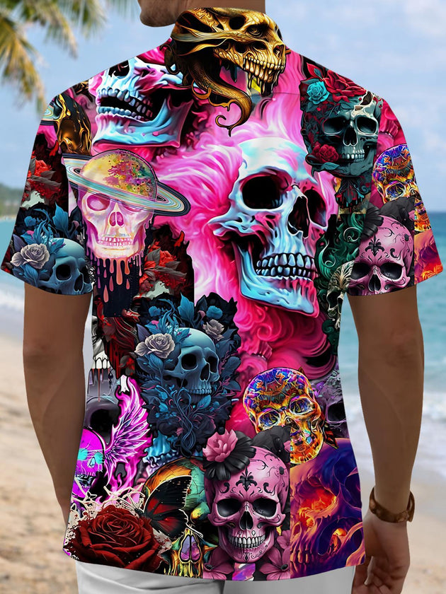 men's skeleton pattern shirt back view