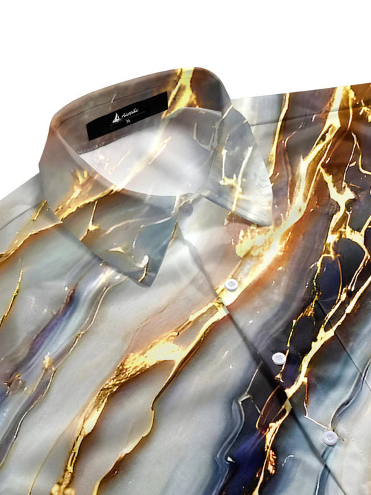 Men's abstract geometric print half sleeve shirt side view