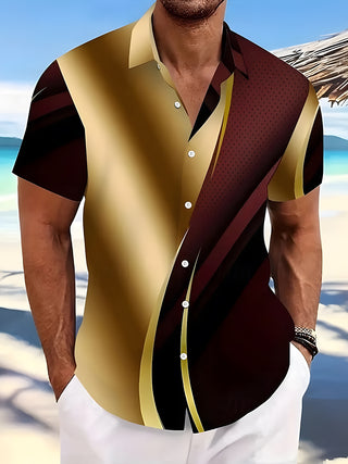 men's geometric print shirt front view