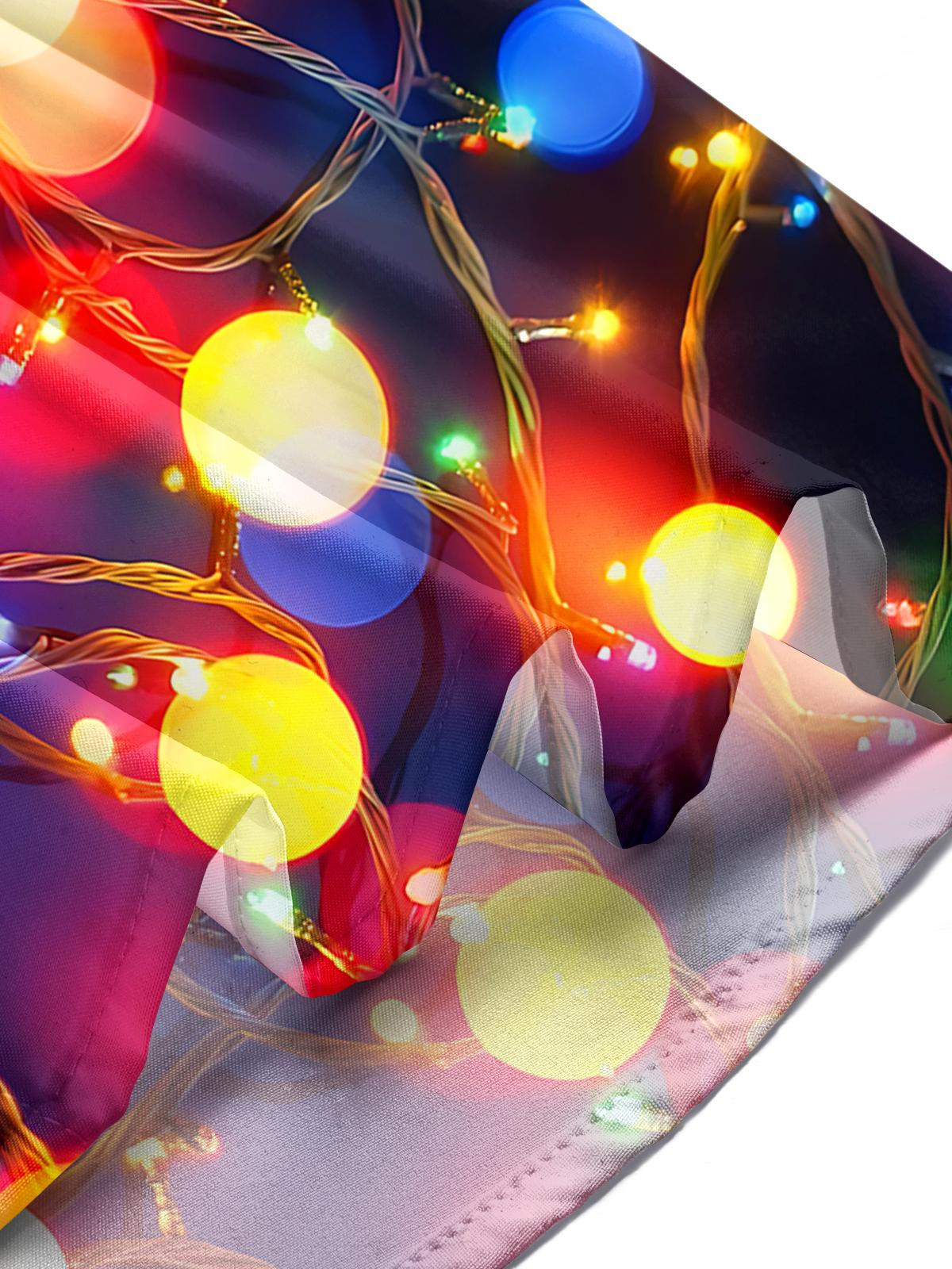 Christmas Lights Print Men's Pocket Long Sleeve Shirts