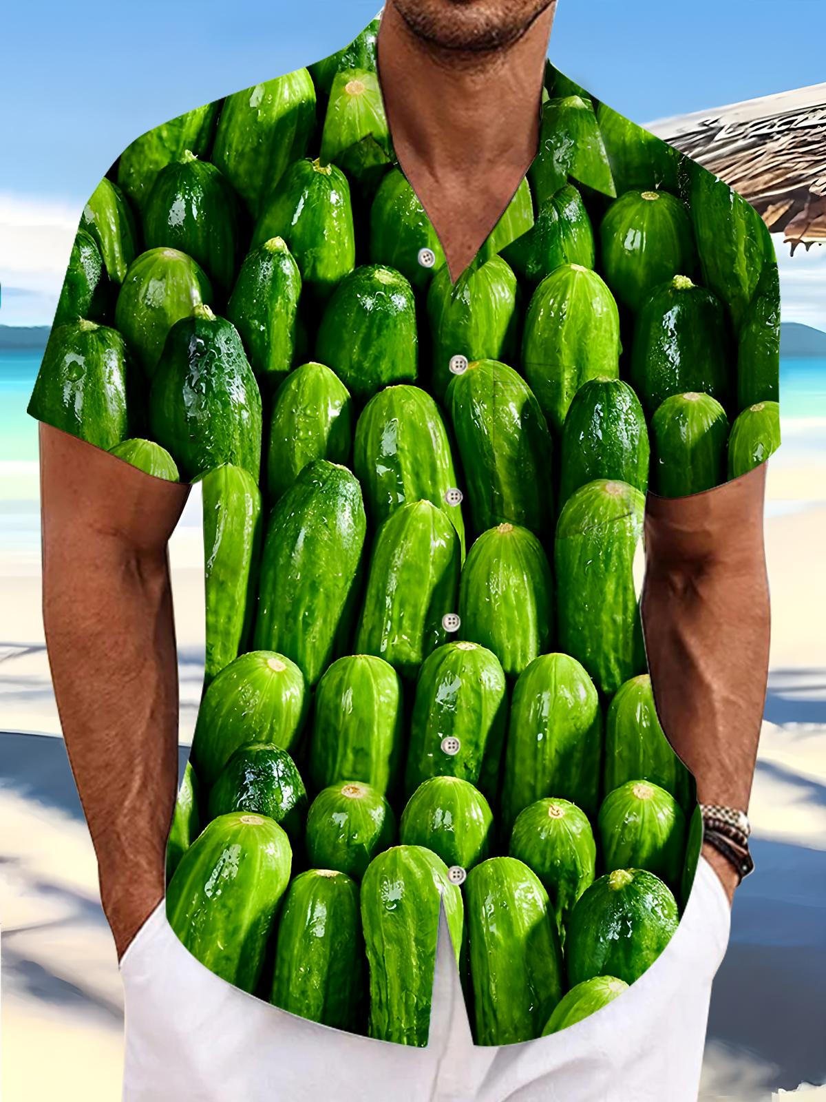 Cucumber Men's Pocket Short Sleeve Shirts