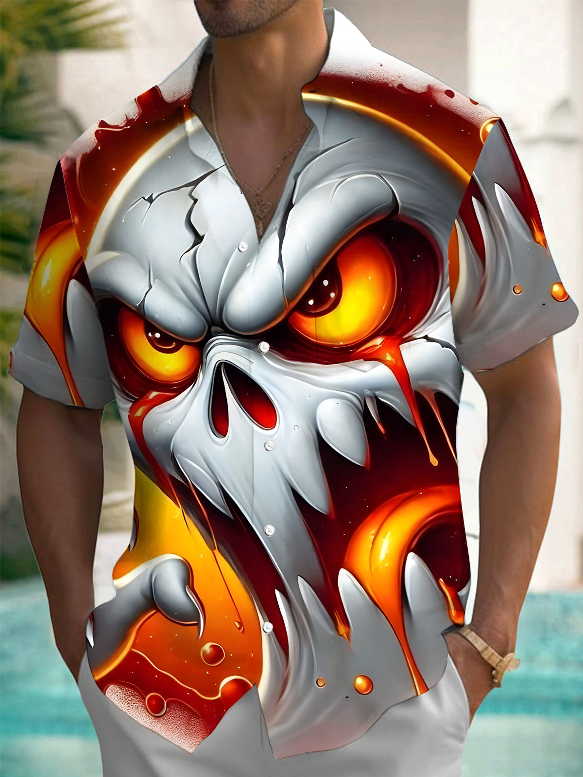 Funny Print Men's Pocket Short Sleeve Shirts