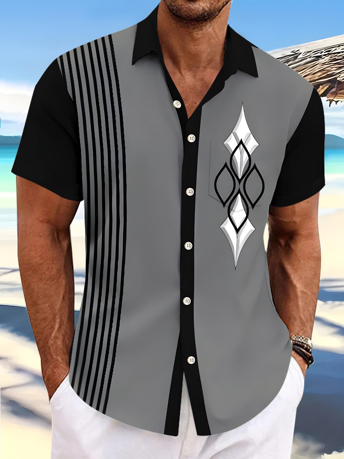 Geometry Men's Pocket Short Sleeve Shirts