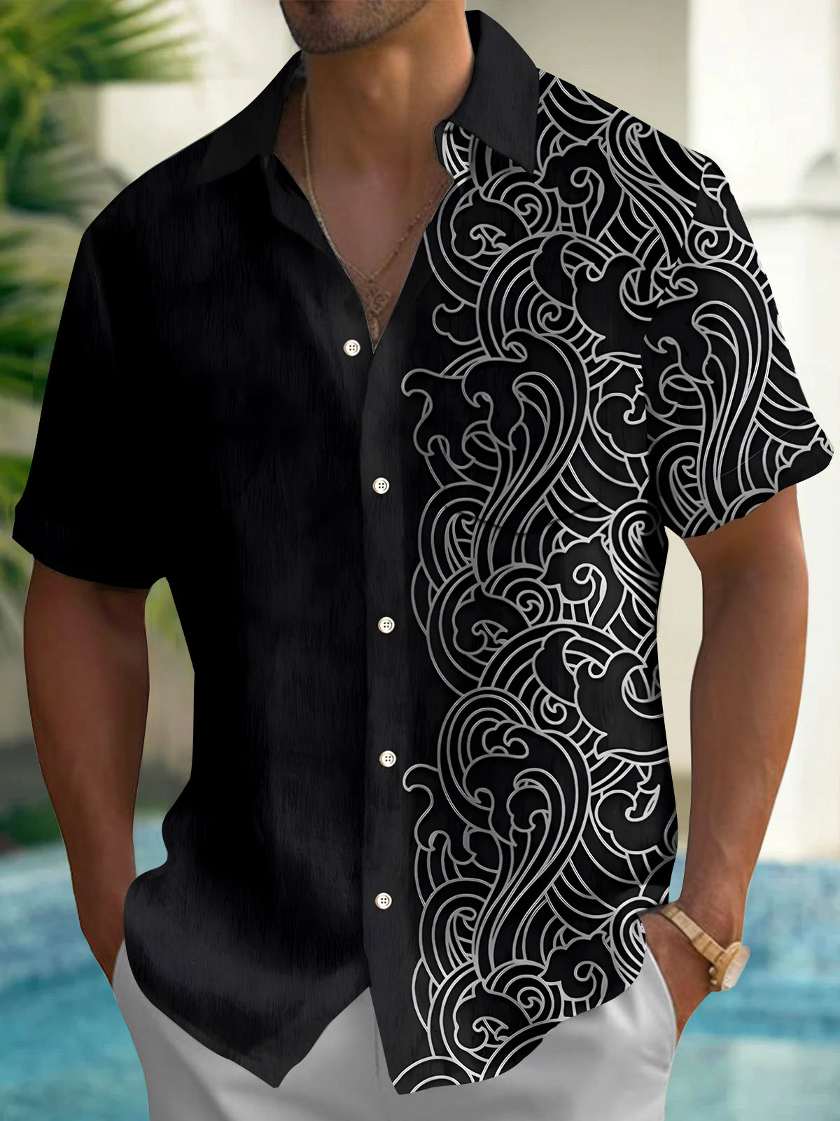 Abstract Men's Pocket Short Sleeve Shirts