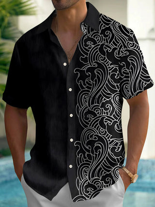 Men's abstract print short sleeve shirt front view