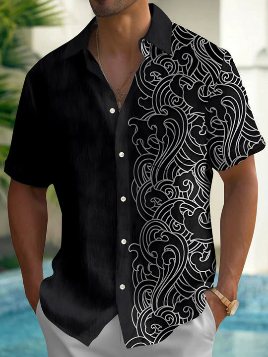 Men's abstract print short sleeve shirt front view