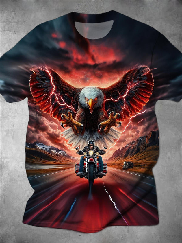 Men's eagle print graphic t-shirt short sleeve front view