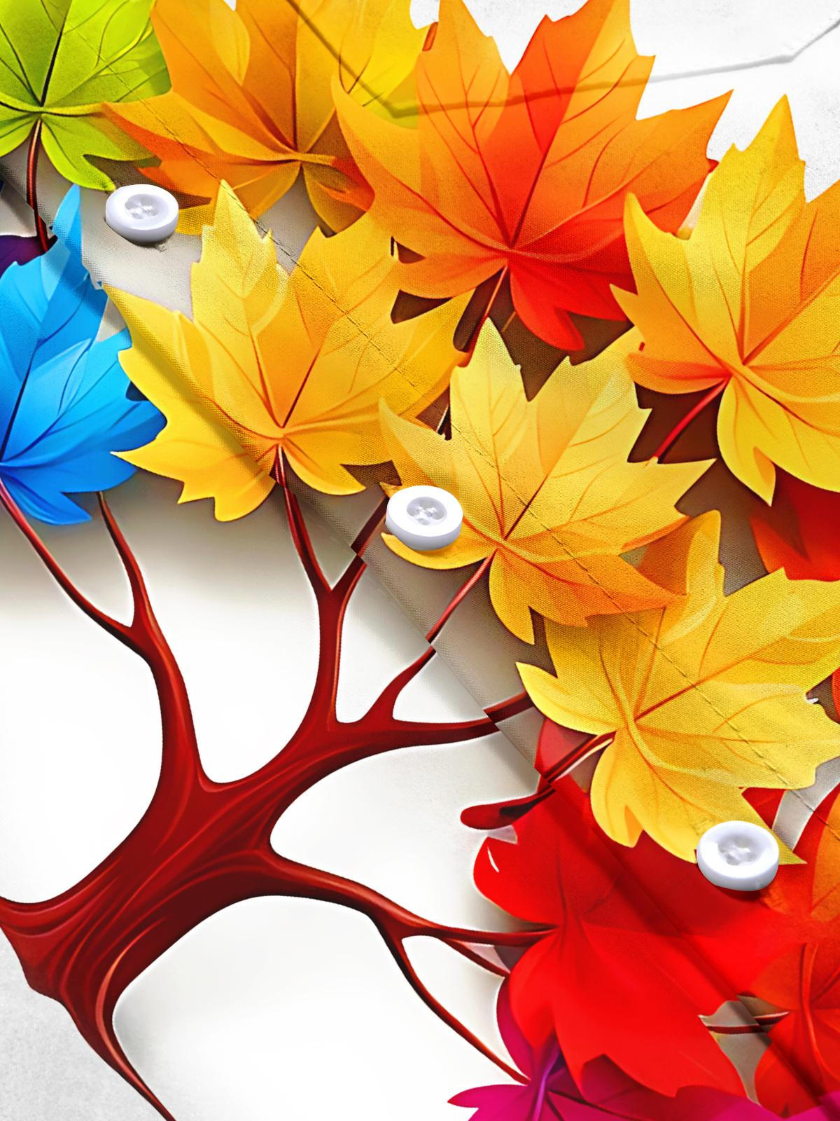 Maple Leaf Print Men's Pocket Short Sleeve Shirts