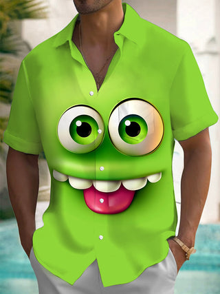 Men's fun print short sleeve pocket shirt front view