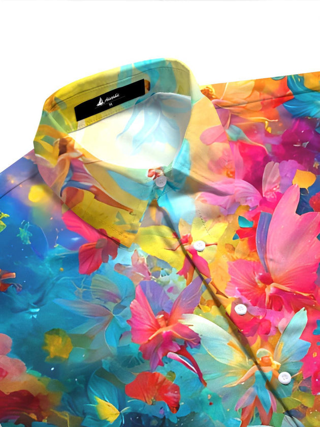 Colorful Butterfly Flower Fairy Women's Short Sleeve Shirts