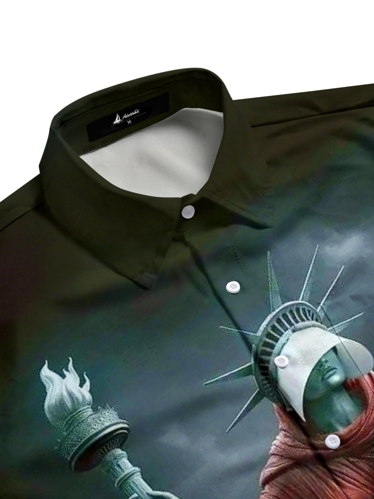 The Statue of Liberty Print Men's Pocket Short Sleeve Shirts