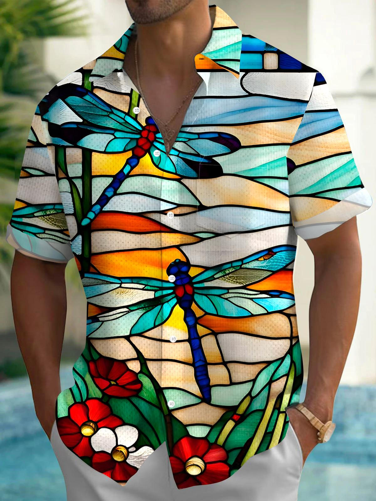 Dragonfly Men's Pocket Short Sleeve Shirts