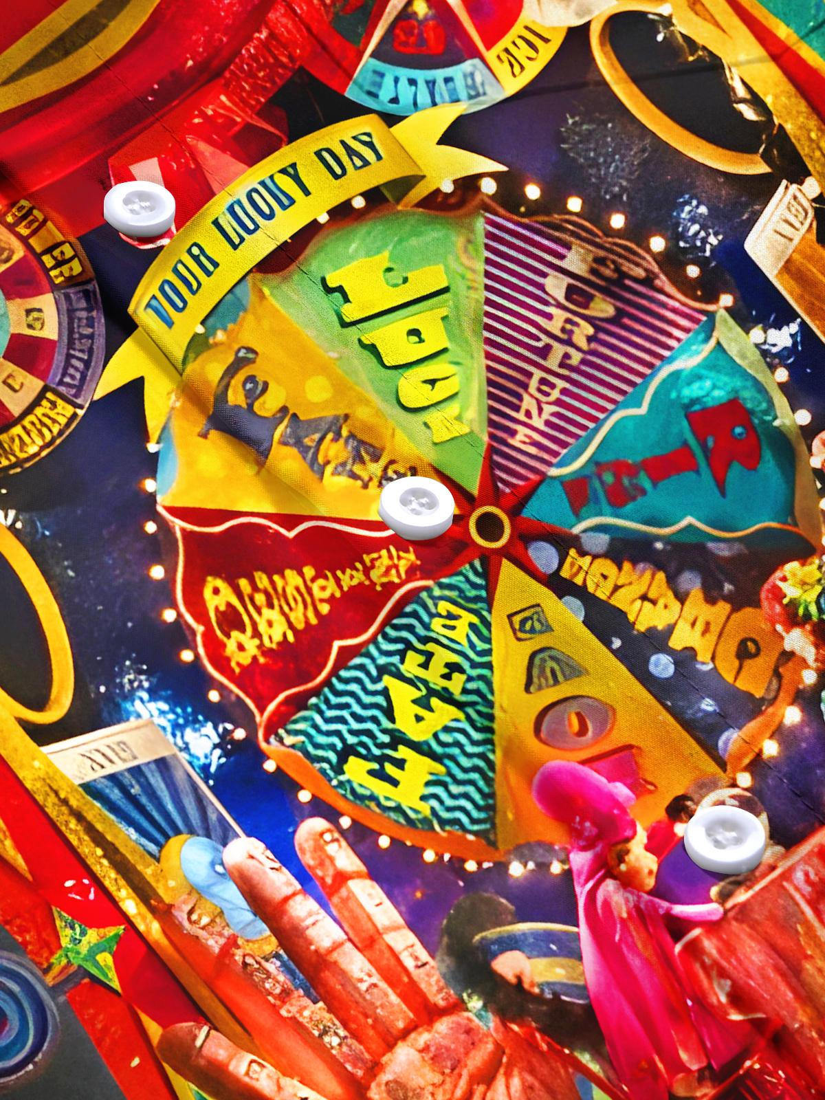 Retro Fun Abstract Roulette Men's Pocket Short Sleeve Shirts