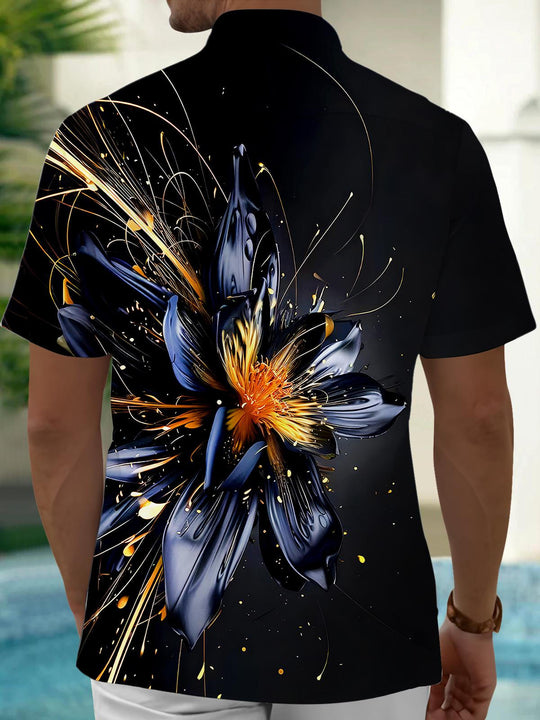 Men's floral short sleeve Hawaiian shirt back view