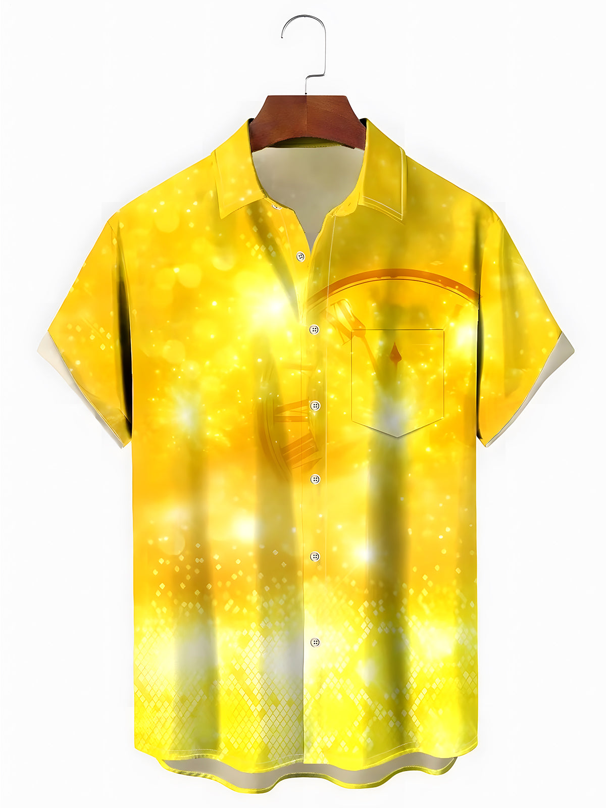 2026 New Year Clock Men's Pocket Short Sleeve Shirts