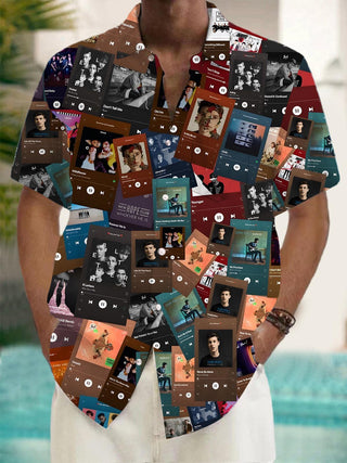 men's music print shirt front view