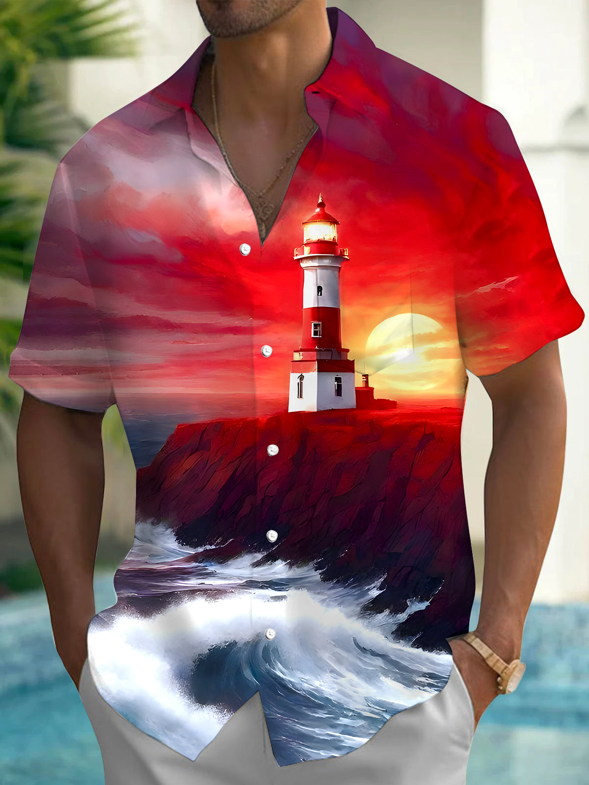 Lighthouse Men's Pocket Short Sleeve Shirts