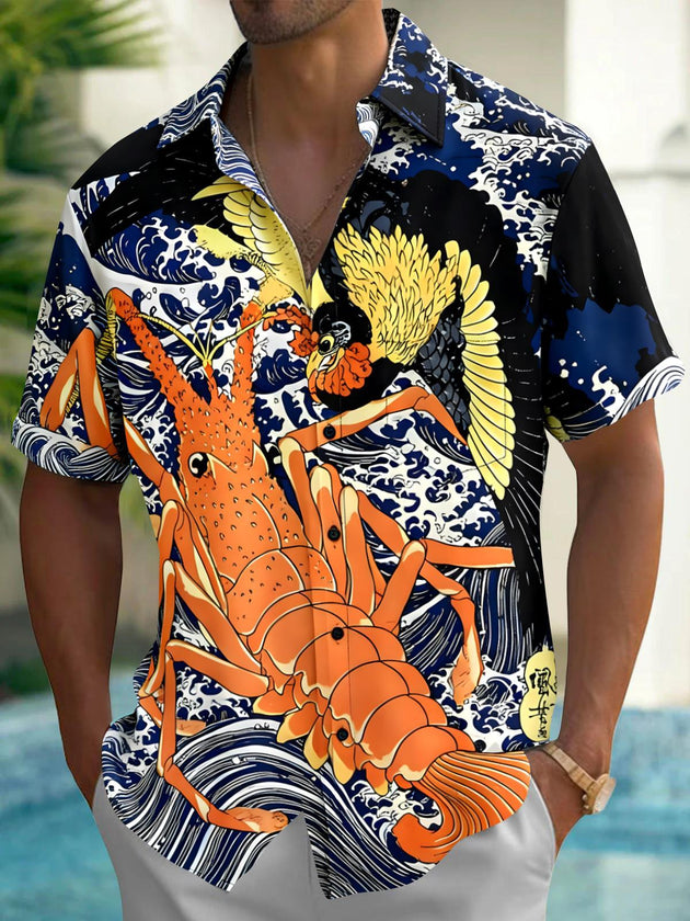 Hawaiian Lobster Men's Pocket Short Sleeve Shirts