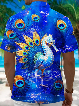 men's feather print shirt back view