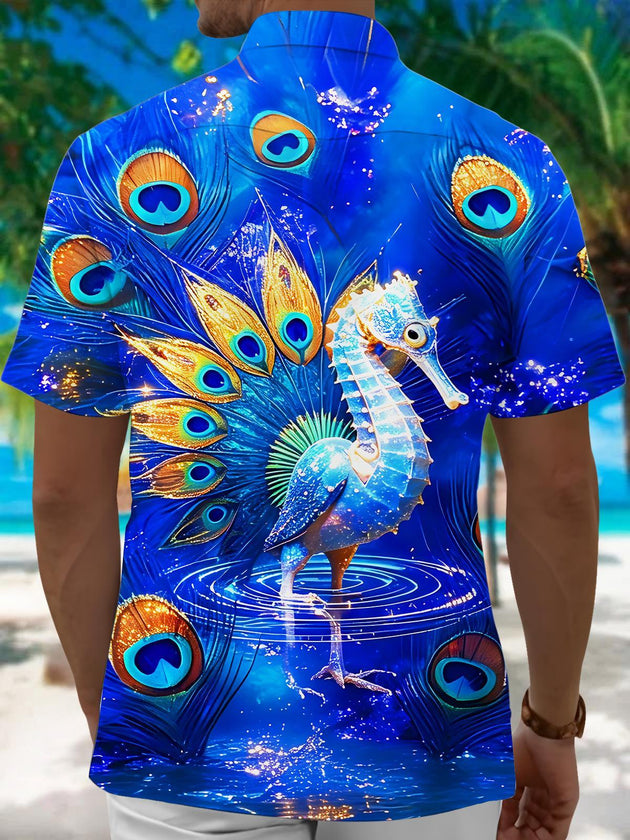 men's feather print shirt back view