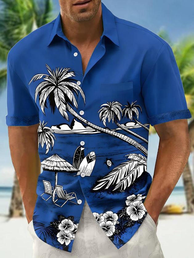 men's Hawaiian shirt front view tropical beach vacation