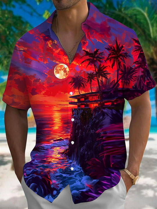 men's Hawaiian shirt front view beach vacation