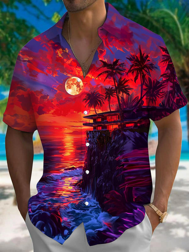 men's Hawaiian shirt front view beach vacation
