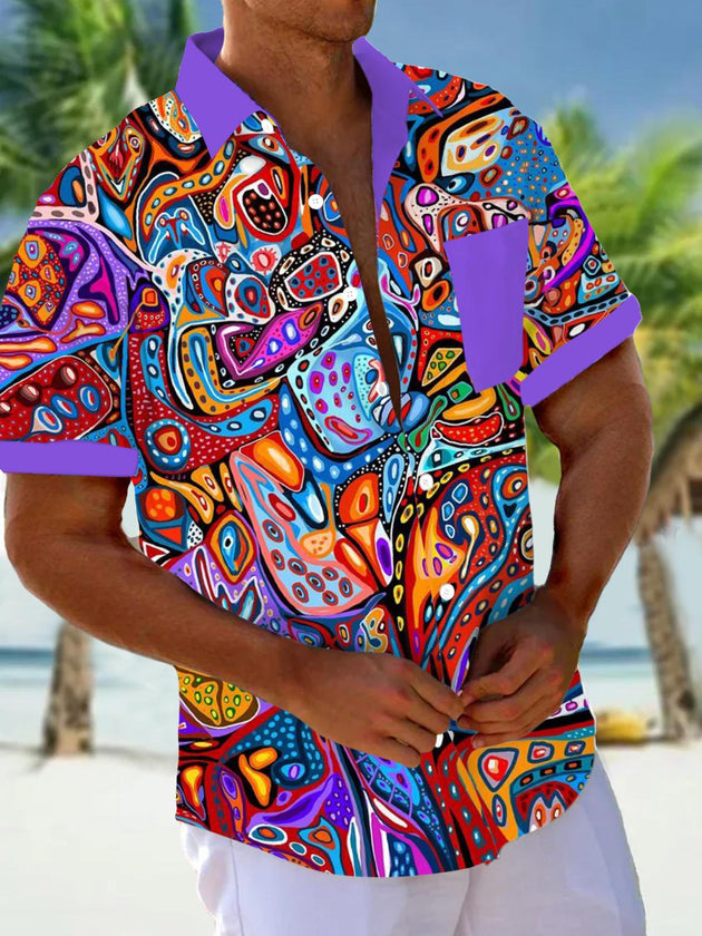 men's abstract print shirt front view