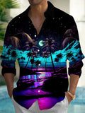 Coconut Tree Men's Pocket Long Sleeve Shirts