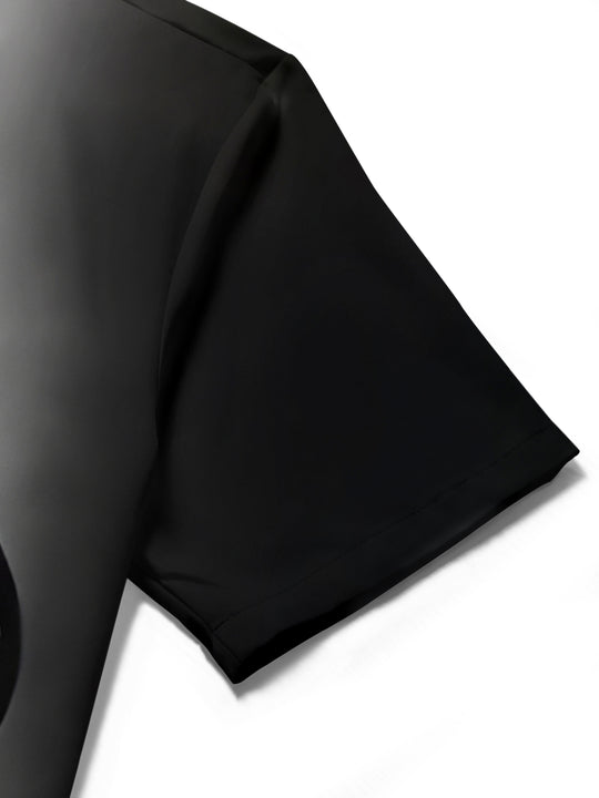men's music print shirt close-up short sleeve