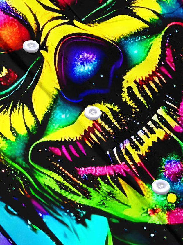 men's neon print short sleeve flat lay shirt