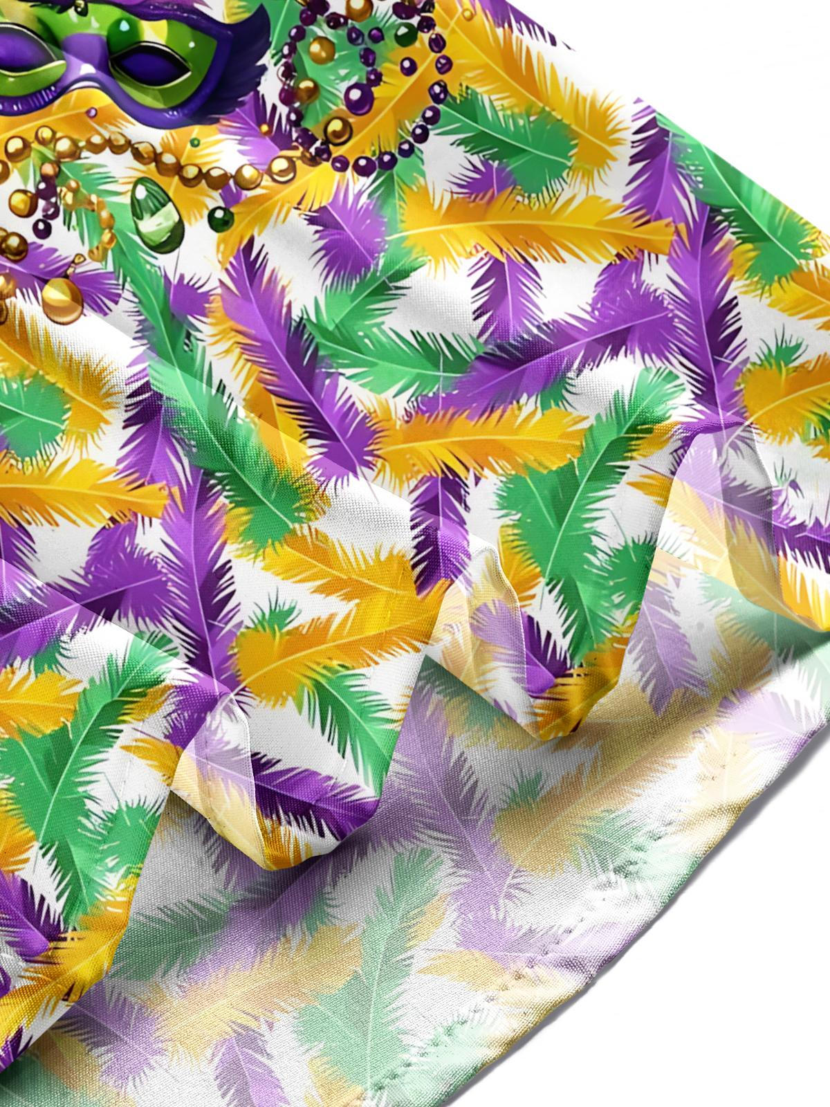Mardi Gras Print Men's Pocket Short Sleeve Shirts