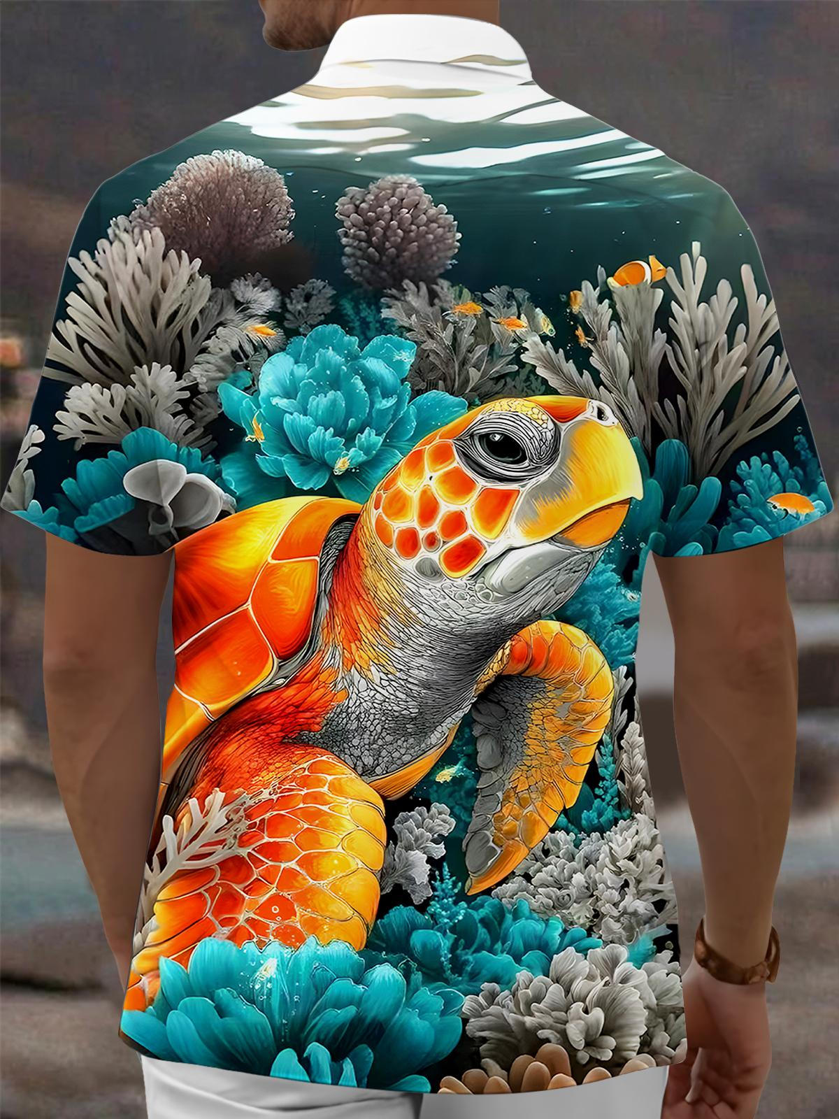 Hawaiian Turtle Men's Pocket Short Sleeve Shirts