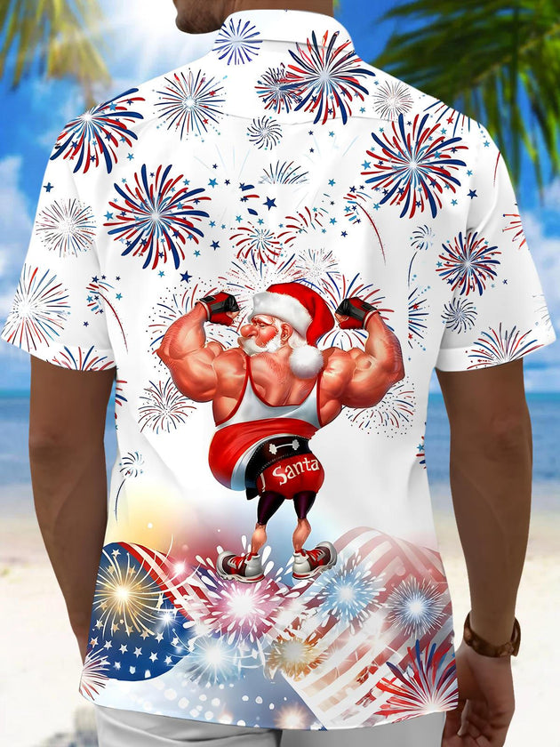 men's patriotic print shirt back view
