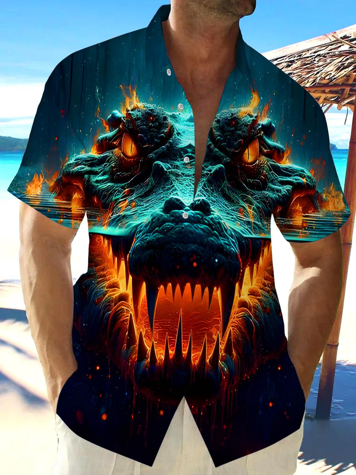 Funny Crocodile Men's Pocket Short Sleeve Shirts