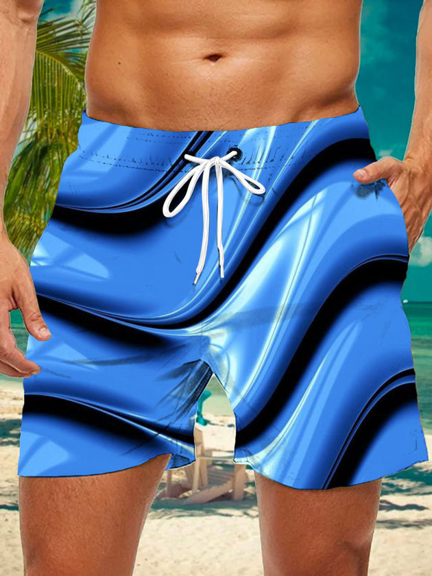 Men's abstract print casual shorts front view