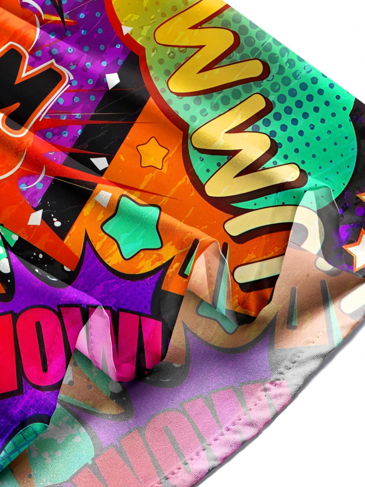 Letter Art Print Men's Pocket Short Sleeve Shirts