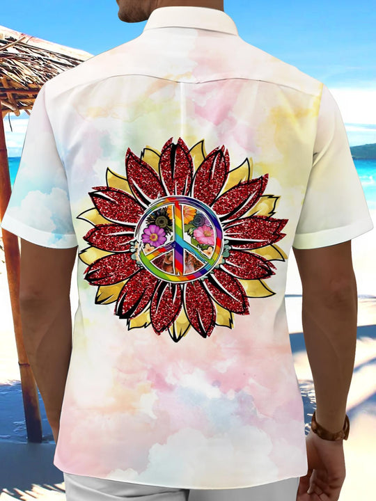 men's flower print shirt back view