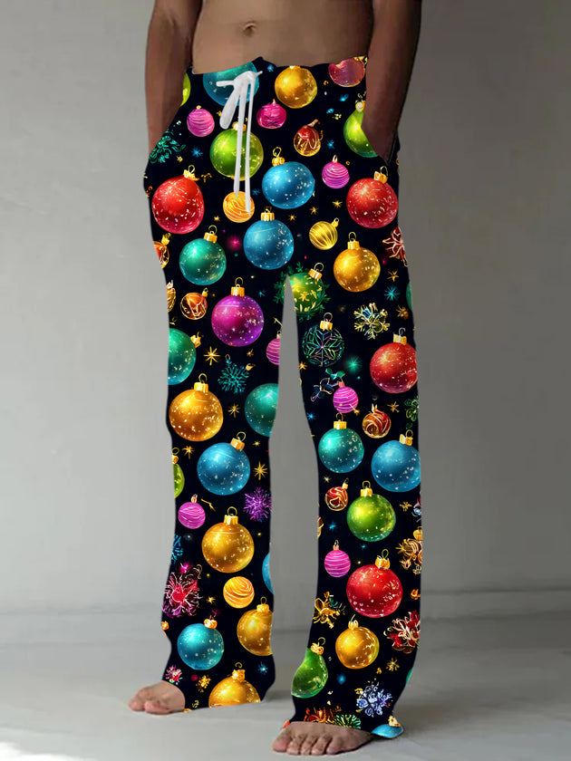 Customized Christmas Ball Men's Casual Elastic Waist Pants