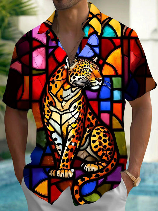 men's cheetah print shirt front view