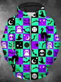 Halloween Long Sleeve Hooded Zip Pocket Men's Sweatshirt