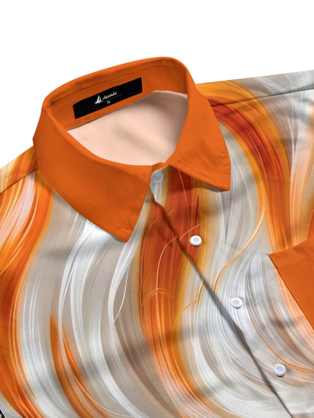Men's abstract geometric print long sleeve shirt, side view