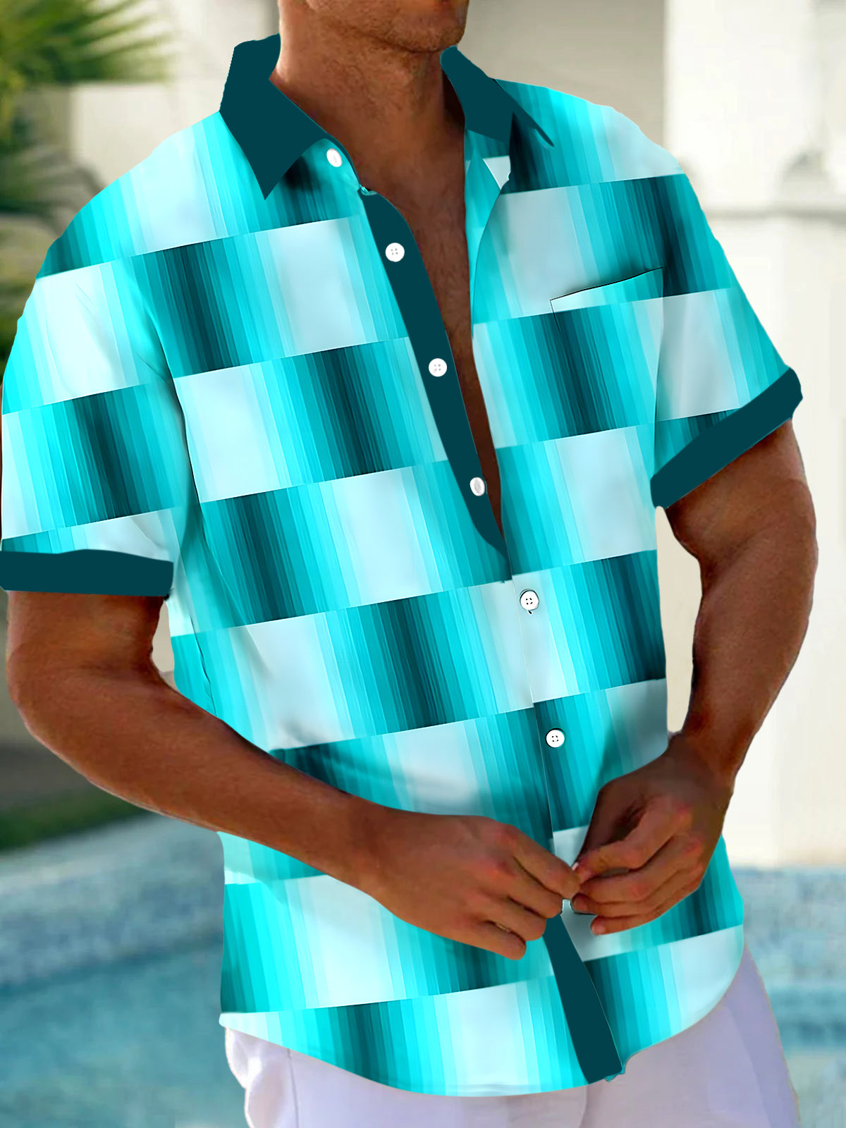 Geometry Men's Pocket Short Sleeve Shirts